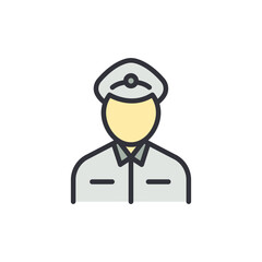 Post officer colored icons, minimalist vector illustration ,simple transparent graphic element .Isolated on white background
