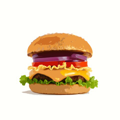 tasty hamburger on white background