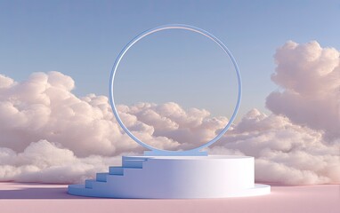 Round Podium with Clouds and Ring