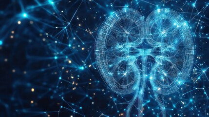 Digital Kidney Anatomy on Abstract Network Background