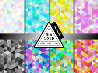 モザイクのシームレスパターンのセット 三角形