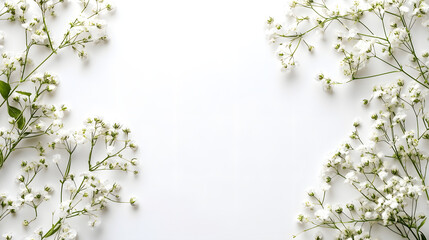 Obraz premium Delicate white flowers arrangement on pure white background for nature photography inspiration