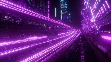 Fototapeta premium Neon City Tunnel Ride