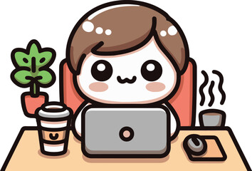 Cozy Remote From Work Setup with Laptop and Coffee Indoor 