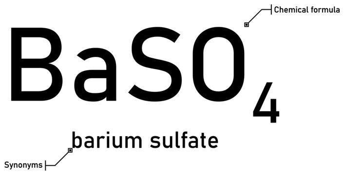 Barium sulfate chemical formula and synonyms with callout titles