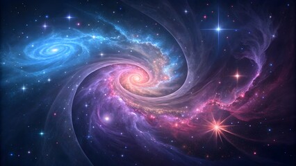 A vibrant abstract composition drawing inspiration from cosmic phenomena, showcasing swirling colors and galactic patterns. Perfect for science fiction themes, space-related projects, and imaginative.