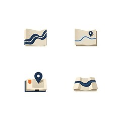 Set of Navigation Map Icon Direction Guide GPS Mark Guide Information Way Pointer Trip Journey Application Vector Illustration