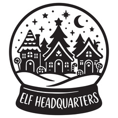 Cute Christmas bauble clipart with snowy house

