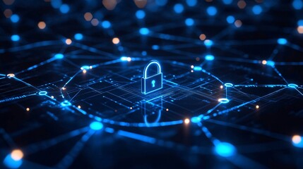 Obraz premium digital security and data privacy concept with glowing lock illustration