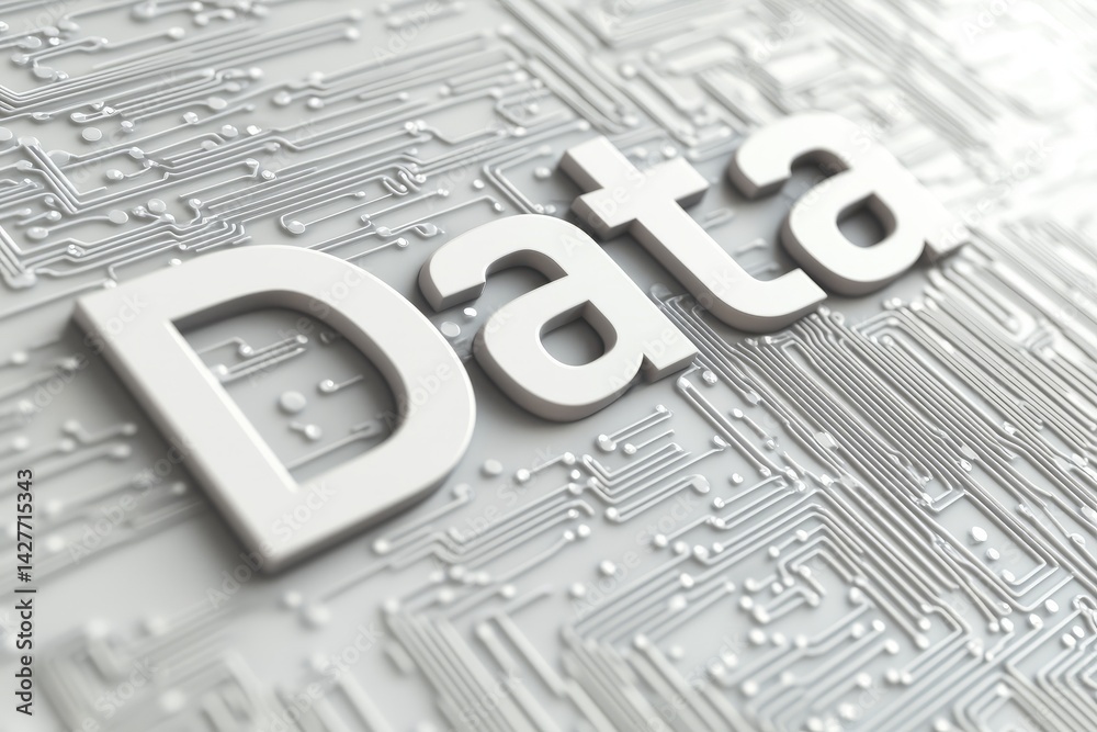 Poster data is a word that is written on a white background. symbolizing the intersection of big data with 