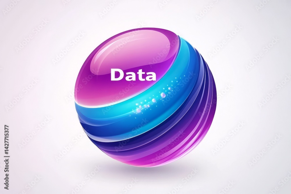 Poster a colorful ball with the word data written on it. symbolizing the intersection of big data with exam