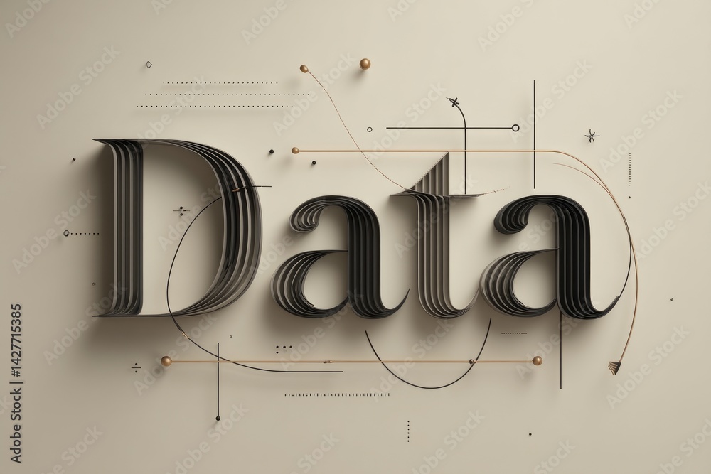 Aufkleber data is a word that is written in a stylized font. symbolizing the intersection of big data with exa