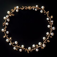 Elegant pearl necklace, gold filigree design