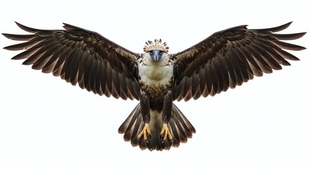 philippine eagle flying isolated on clean white background. generative ai