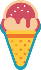 Ice cream cone silhouette vector illustration, Ice Cream Flat Design Fast Food Icon