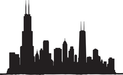Fototapeta premium New York city Chicago skyline silhouette 