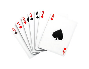 Obraz premium Royal Flush of Spades, Aces and Queens in Poker
