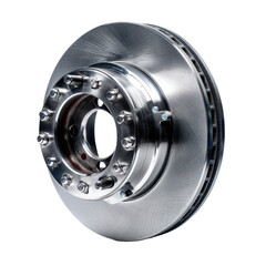 Shiny Car Brake Disc Rotor with Vented Design &ndash; Isolated on Transparent Background