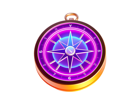 Futuristic Neon Compass Illustration