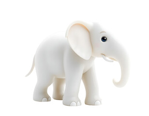 Obraz premium Cute White 3D Cartoon Elephant Figurine