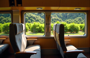 Fototapeta premium Scenic View from a Train Interior