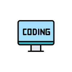 Programming colored icons, minimalist vector illustration ,simple transparent graphic element .Isolated on white background