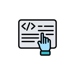 Programming colored icons, minimalist vector illustration ,simple transparent graphic element .Isolated on white background