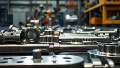 Obraz premium Precision Machined Metal Components for Engineering Applications in Industry