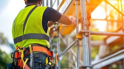 Construction Worker on Scaffolding