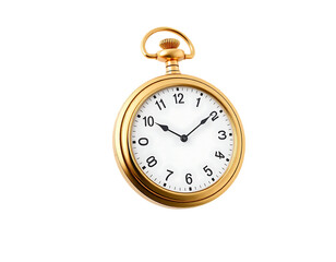 Gold pocket watch with transparent background