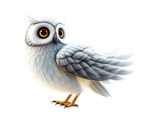 Naklejka premium Adorable Cartoon Owl with Fluffy Feathers and Big Eyes