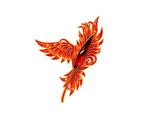 Obraz premium Elegant Phoenix Ornament with Gemstones