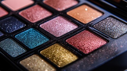 Sparkling Eyeshadow Palette: A Close-Up of Shimmering Colors