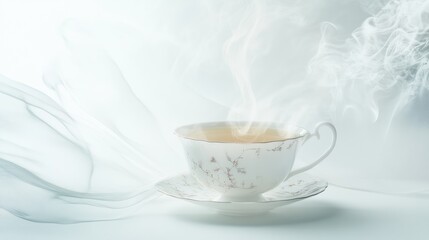Fototapeta premium Delicate steaming cup of tea