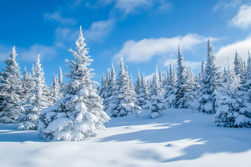 Fototapeta premium Quiet Winter Landscape with Snow Laden Trees