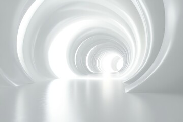 Obraz premium Empty, bright white tunnel, architectural design