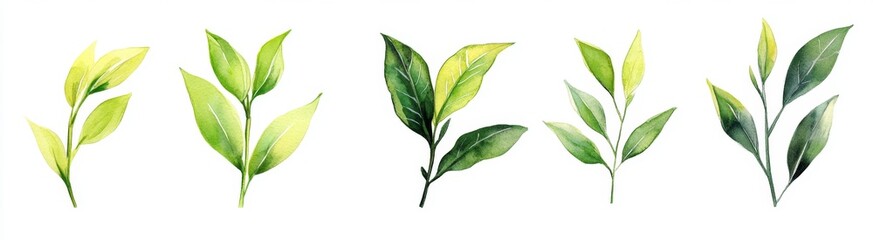 Obraz premium Watercolor Tea Leaf Illustration