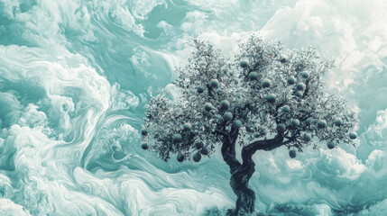 Surreal apple tree art nature