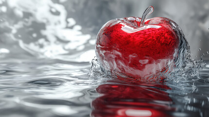 Surreal apple in water splash