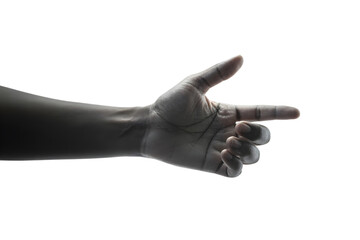 Pointing Hand Silhouette: A striking monochrome shot of a human hand extended in a pointing gesture, conveying direction, intent, and focus. The image captures the gesture.