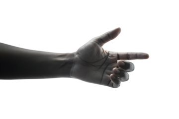 Pointing Hand Silhouette: A striking monochrome shot of a human hand extended in a pointing gesture, conveying direction, intent, and focus. The image captures the gesture.