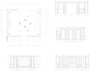 Drawings 2d furniture lounge layout plan evolution Vector Illustration