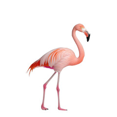 Fototapeta premium Pink flamingo standing on one leg, looking left