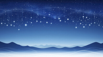 Fototapeta premium serene landscape featuring dark blue sky filled with twinkling stars, set against gentle rolling hills. scene evokes sense of calm and wonder