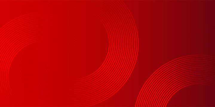 Abstract white glowing geometric lines on red background. Modern shiny yellow circle lines pattern. Futuristic technology concept.