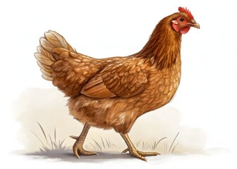 Fototapeta premium Brown Chicken Hen Standing Isolated on Transparent