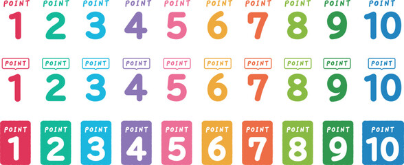 数字 ポイント アイコン 手描き風 セット