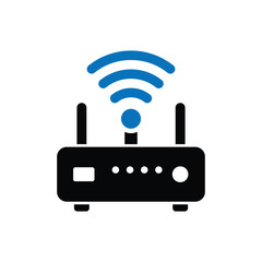 Obraz premium Wi-Fi Router logo icon illustration flat