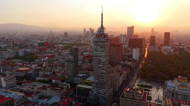Aerial View of Torre Latinoamericana - Sunset