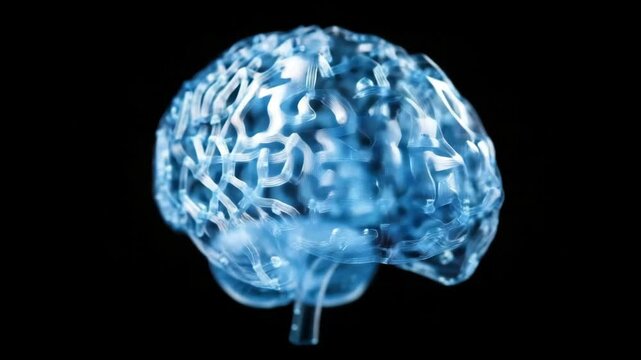 Glass brain showing neural connections on black background